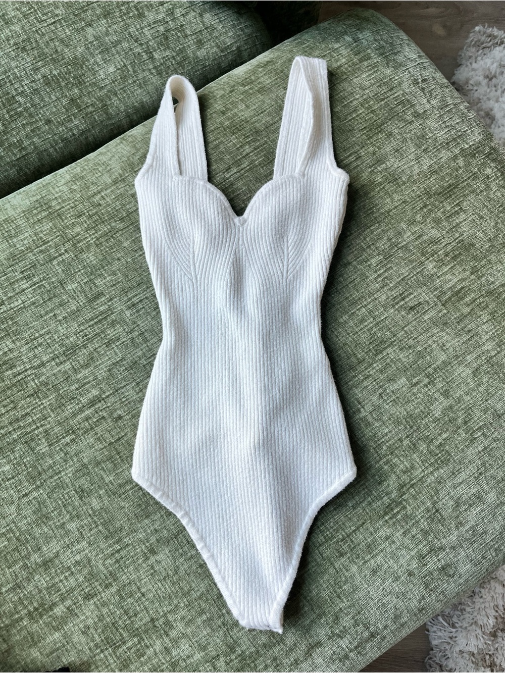 Abercrombie & Fitch White Ribbed One-Piece Bodysuit